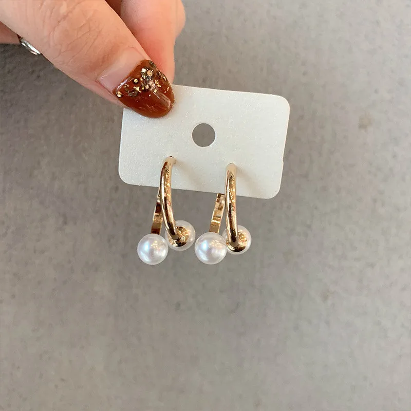 

Dropship 2019 New Pearl Earrings Temperament Simple Fashion S925 Silver Needle Earrings Tide Personality Earrings Female Jewelry