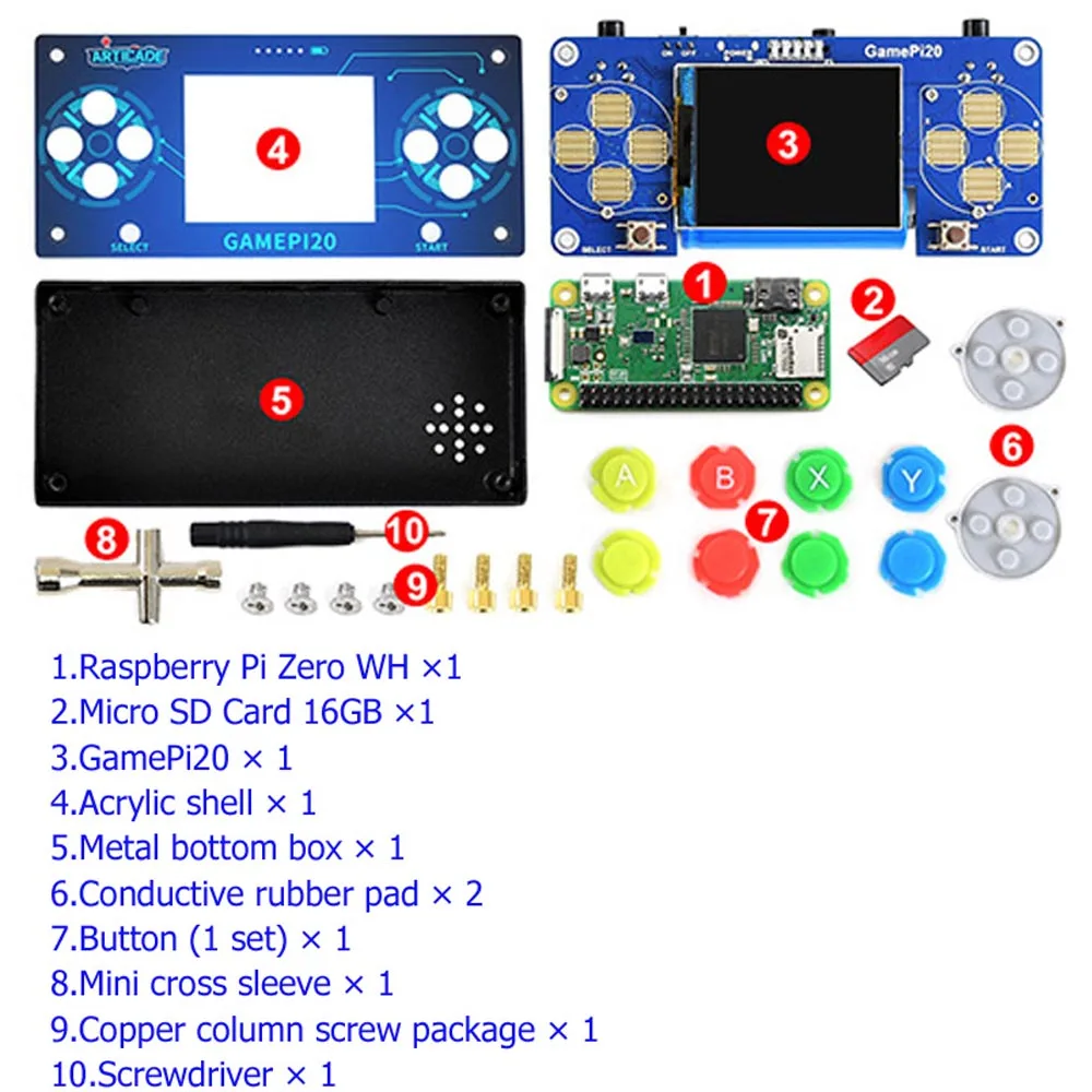 DIY портативная игровая консоль с Raspberry Pi Zero W/WH 2,0 дюймовый экран Gamepi20 игровой плеер портативные игровые консоли - Цвет: Kit C