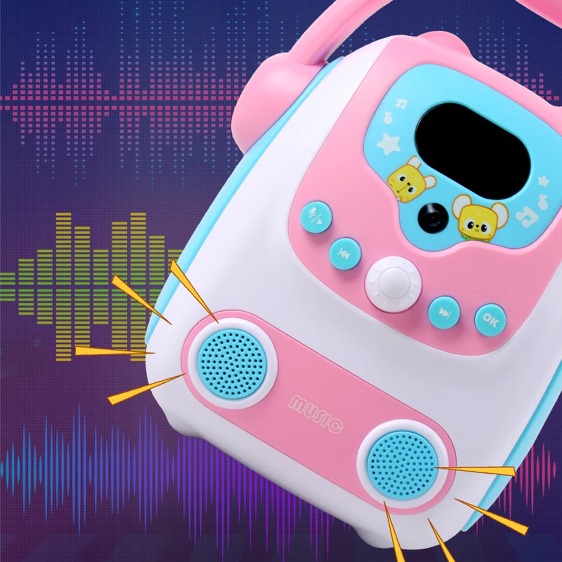 Микрофон караоке Bluetooth динамик игрушка портативный караоке машина развивающие Музыкальные Развивающие игрушки для детей подарок-розовый синий