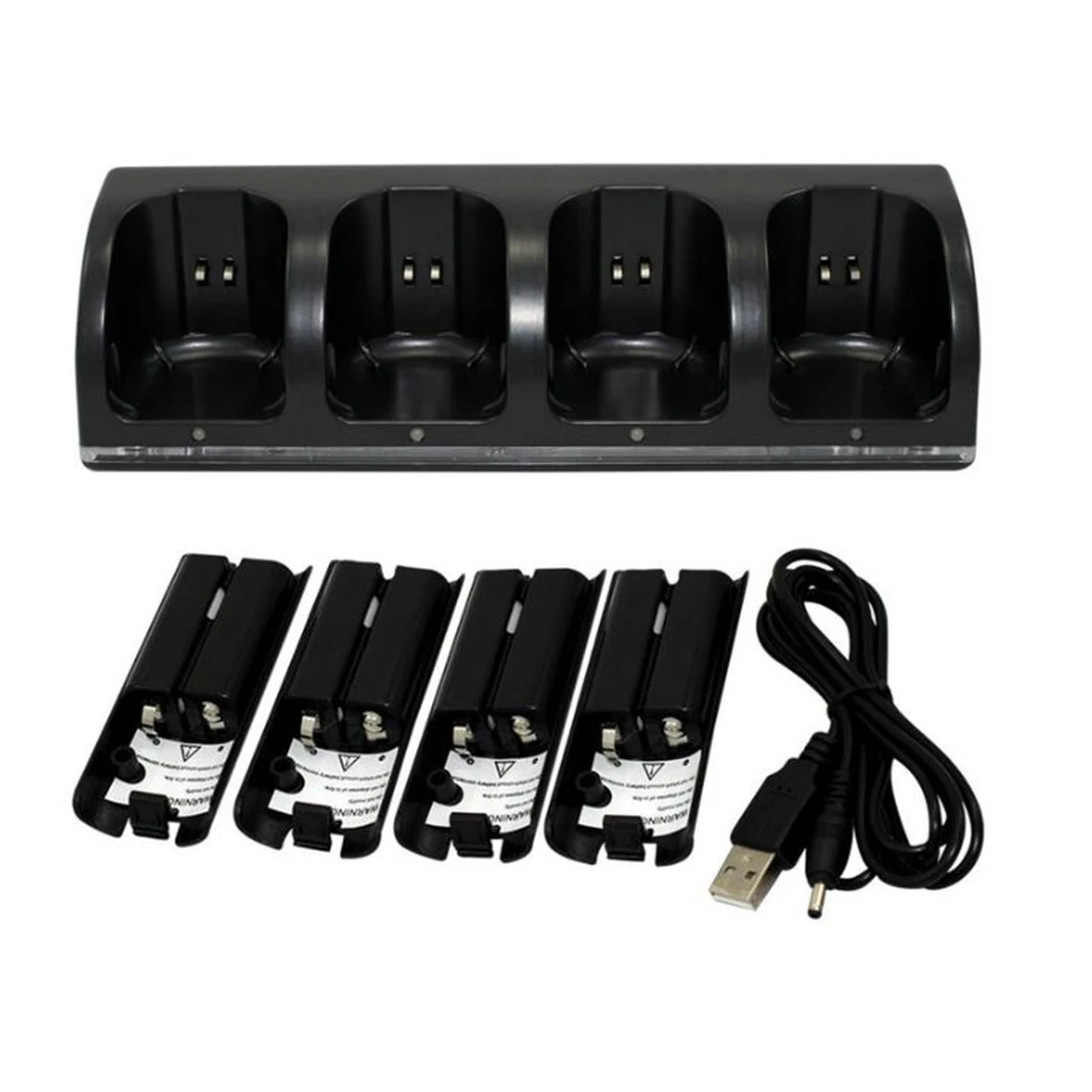Charging Dock Charging Station Charger with 4pcs 2800mAh Batteries for Wii remote controllers 4 in 1 charger station dock