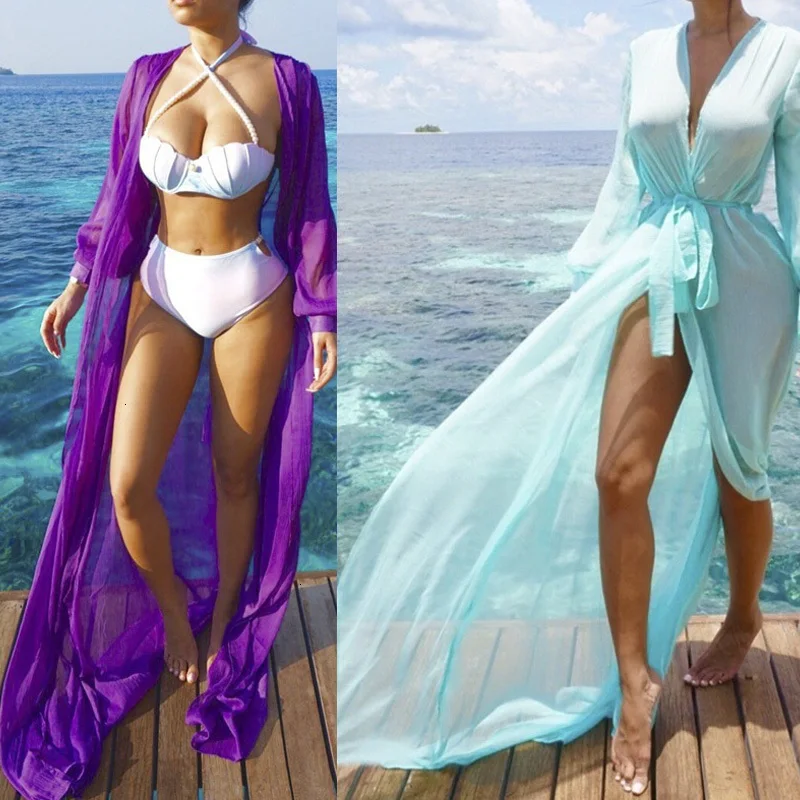 3 однотонных цвета, бикини, накидка, купальник для женщин, халат De Plage, пляжный кардиган, летняя накидка,, парео, Пляжная накидка