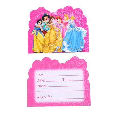 Disney Princess one years old birthday party Disposable tableware decor banner Cake stand decoration birthday party supplies card-6pcs