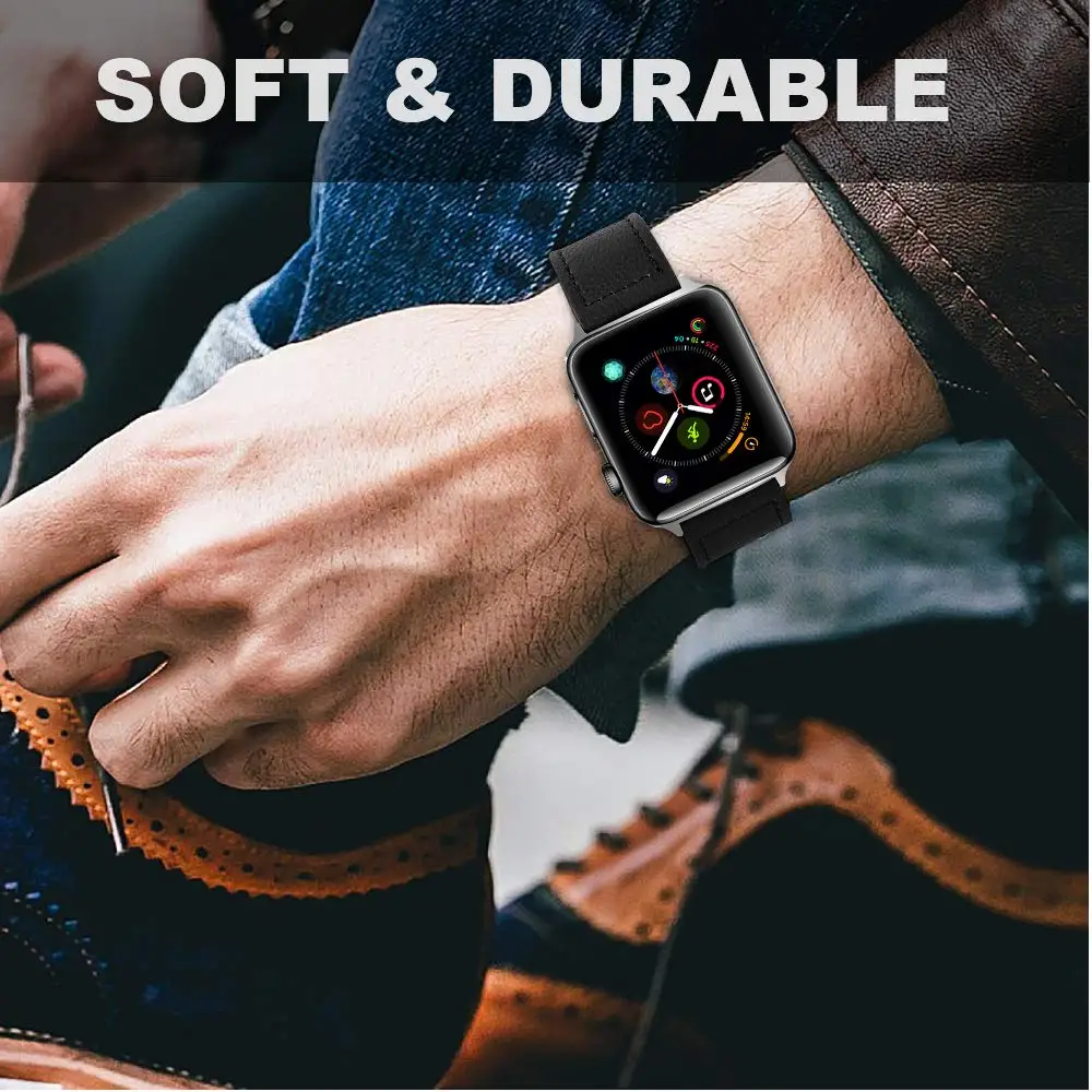 Ремешок из натуральной кожи для Apple Watch Band 38 мм 42 мм двухцветный браслет для Iwatch 1 2 3 4 5 44 мм 40 мм аксессуары петля