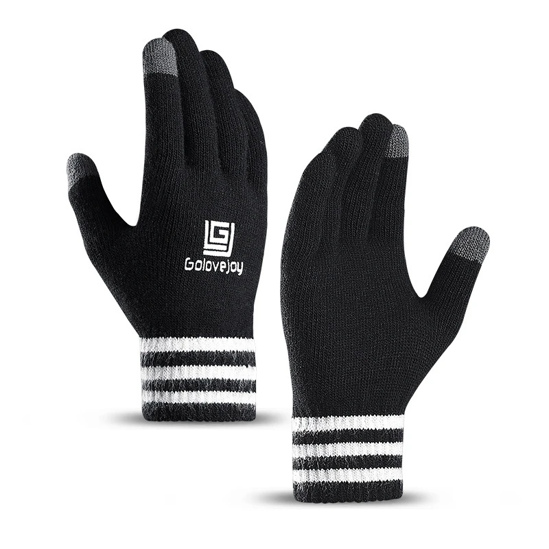 

New Knit Woolen Touch Screen Gloves Men Women Autumn Winter Soft Velvet Thick Outdoor Riding Warm Couple Elastic Mittens Gloves