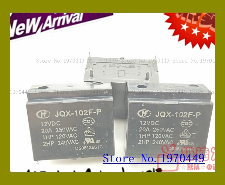 JQX-102F-P 12VDC 20A/250VAC G4A-1A-PE