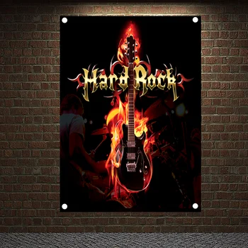

Rock and Roll Stickers Band Posters Banner & Flag Music Training Background Wall Painting Piano Musical Instrument Store Decor 2