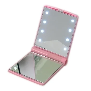 

Portable Makeup Mirror LED Illuminated Tote Pack Foldable Duplex Mirror with 23A/12V Battery Cosmetic Mirror Easy to Use