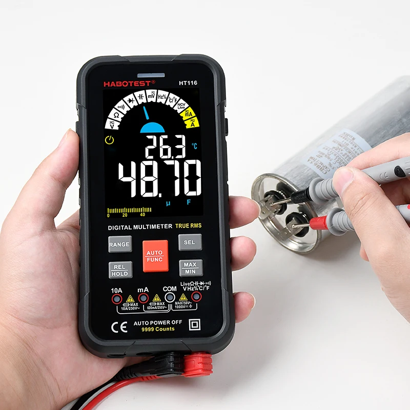 Professional Smart Multimeter Digital HT116 Auto Range 1000V 10A Tester Ohm Hz Capacitance REL True RMS AC DC DMM Multitester
