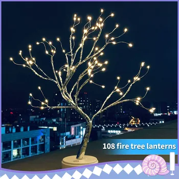 

36/108 Leds Imitation Pearls Christmas Lights Desktop Lamp Touch Switch Night Lights Fireworks Tree Flower Lamps Xmas Decoration