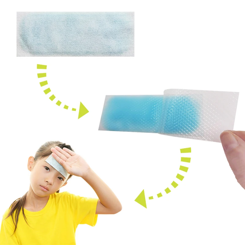 7bags Fever Down Patch Antipyretic Headache Relieve Pain Pad Lower Temperature Paste Ice Gel Polymer Hydrogel Cooling Patch A207