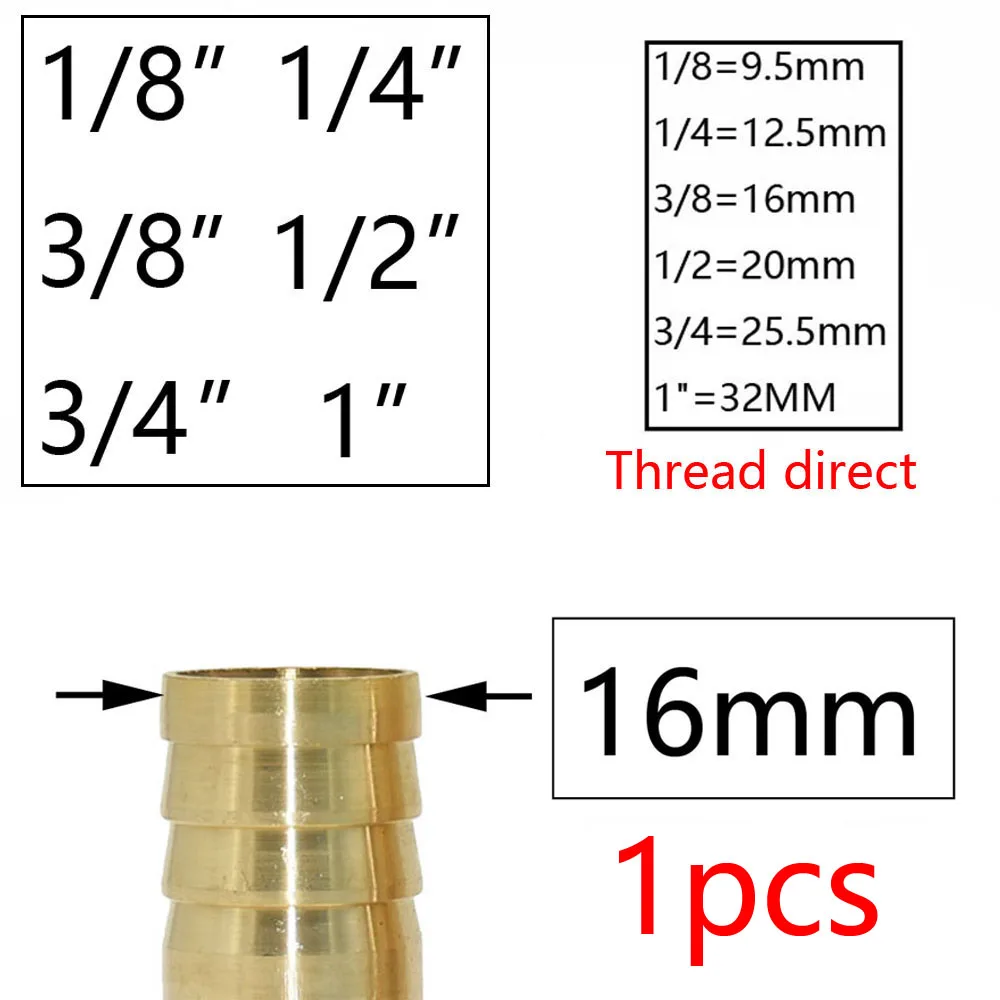 Brass Pagoda Connector 6 8 10 12 14 16 19 25 32mm Hose Barb Connector Thread 1/8 1/4 3/8 1/2 3/4 1inch BSP Brass Pipe Fitting 