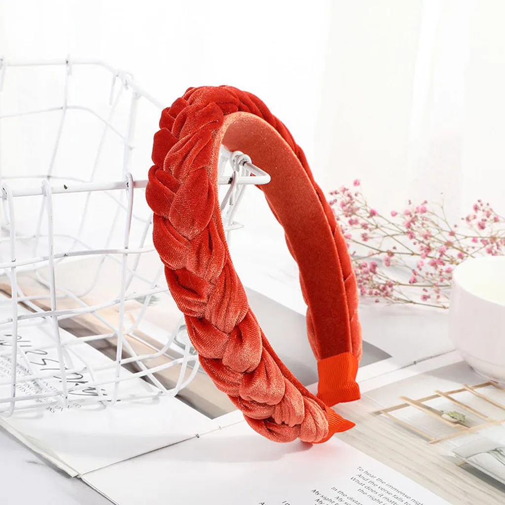 Fashion Women Velvet Braid Hairband Black Pink Wine Women Hair Head Hoop Simple Sweet Girls Hair Headband Hair Accessories