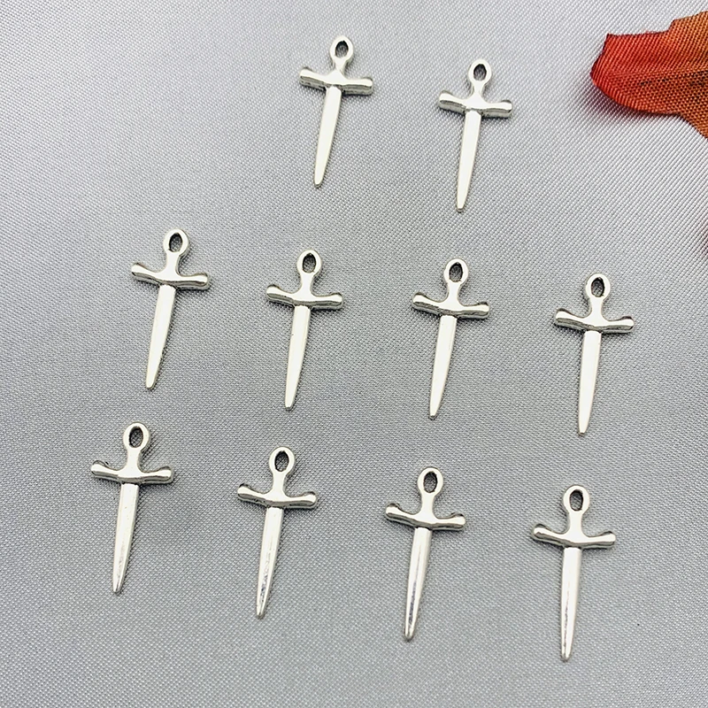 

10Pcs Sword Knife Charms Antique Silver Color Cross Pendant For DIY Jewelry Making Accessories Earring Necklace Handmade Making