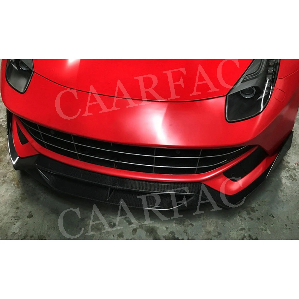 Карбоновое волокно D стиль передний бампер губы фартуки чехол для Ferrari F12 Berlinetta спойлер 2013- FRP подбородок Автомобиль Стайлинг
