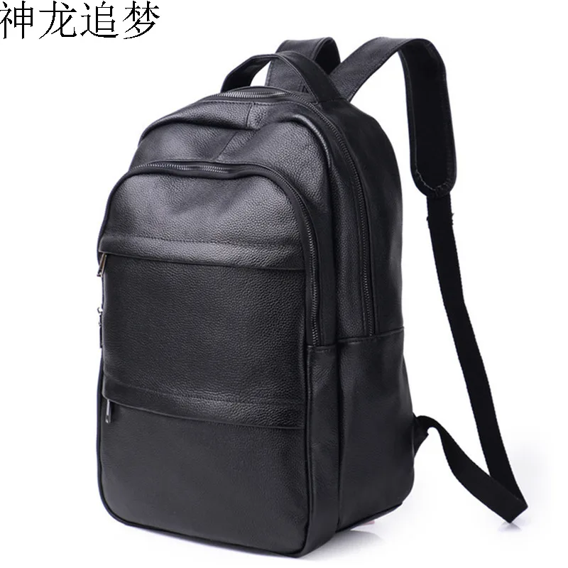 

men's genuine leather backpack male business Rucksack travel large capacity backpack leather men's bag Laptop knapsack bag