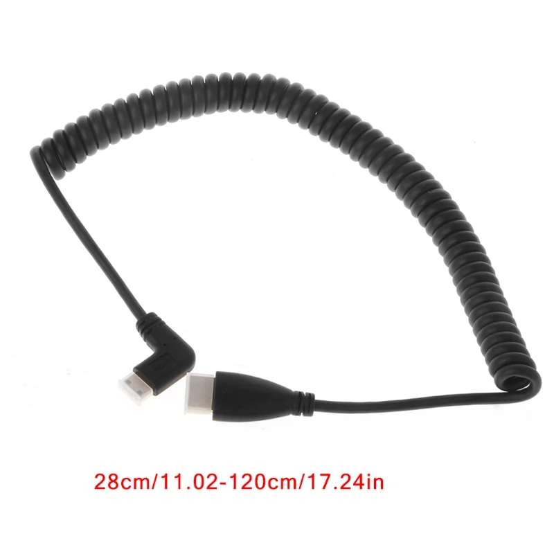 

Right-Angled 90 Degree Mini HDMI to HDMI Spiral Cable Converter Adapter Cable