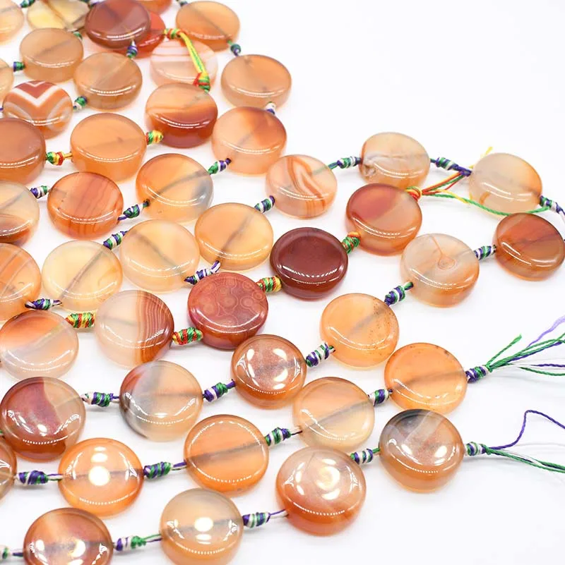 2strands/lot   23 mm Natural dark orange glossy round agate For DIY Necklace Jewelry Making Loose 15