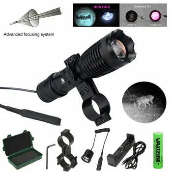 

10W IR940nm Zoomable Flashlight Tactical LED Night Vision Infrared Radiation Focus Hunting Torch+18650+Charger+Switch+Mount+Case