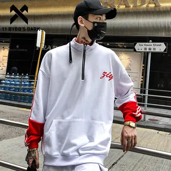 

11 BYBB'S DARK Fashion Patchwork Casual Pullover Men 2020 Harajuku Streetwear Hip Hop Oversized Cotton Couple Sweatshirt Outwear