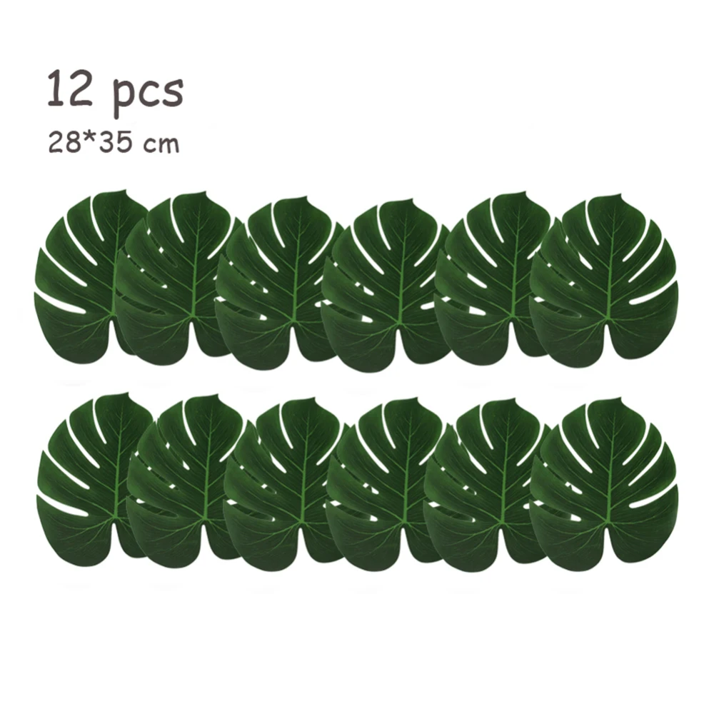

12pcs Artificial Turtle Leaf Table Mat Decor Placemat Simulation Plant Leaves for Hawaiian Tropical Jungle Party Home Decoration