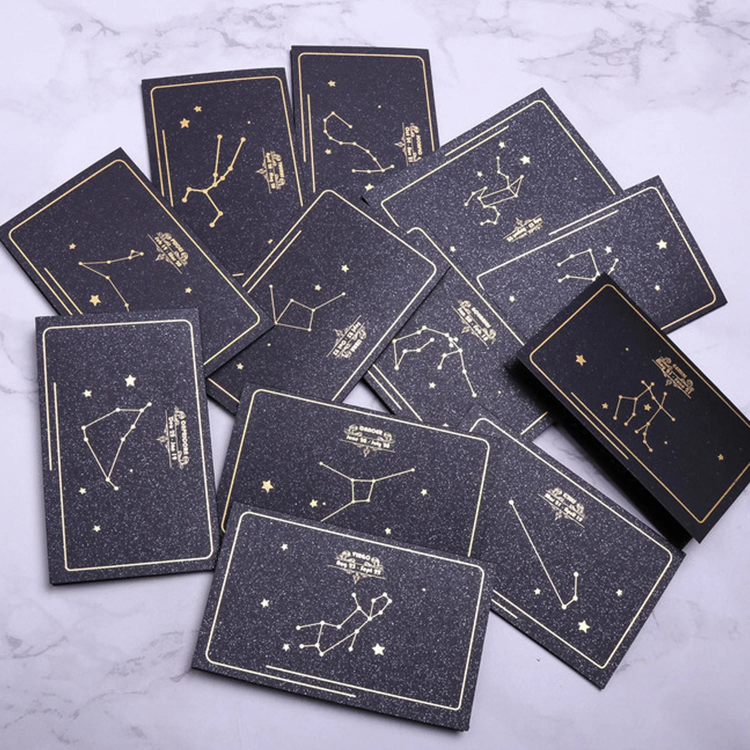 

Behogar 12PCS Elegant Constellation Greeting Cards with Envelop Writing Paper Seal Sticker for Thanksgiving Christmas Birthday