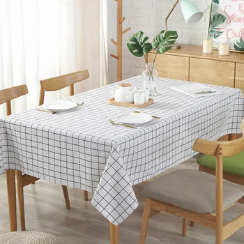 

Nordic Modern Rectangular Table Cloths Black White Tablecloth Cotton Linen Lattice Coffee Desk Table Cover Decoration Catering