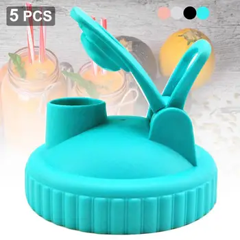 

5Pcs Covers for Mason Jar Lid Drink Bottle Can Wide Hole Cover Reusable Leak Proof Wear-resistant Caps non-toxic Can supplies