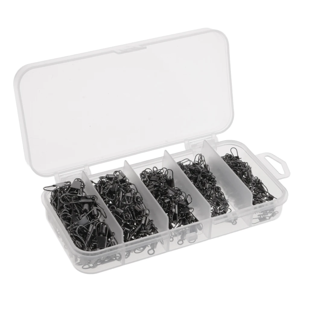 290pcs Fishing Swivel Snap Kit Lure Line Hook Connectors Fishing Tackle Box