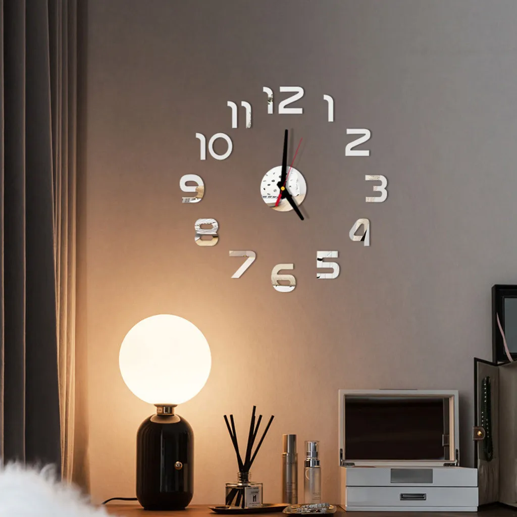 Modern Large Wall Clock 3d Mirror Sticker Unique Big Number Watch Diy Decor Art Decal Home Decoration | Дом и сад