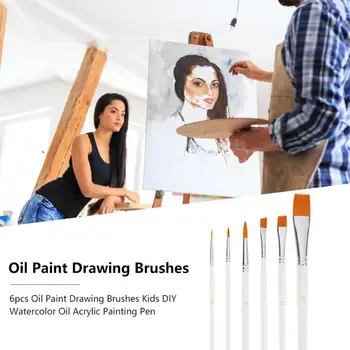 

6pcs/12pcs Nylon Hair Oil Paint Drawing Brushes for Kids DIY Watercolor Wood Oil Acrylic Painting Art Pen Set Supplies