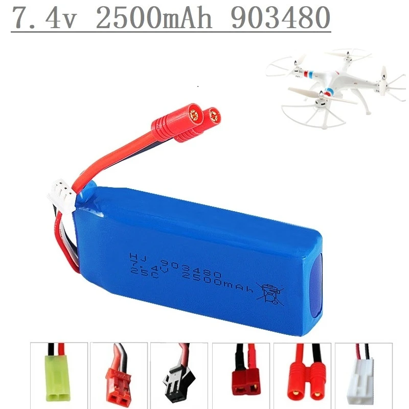 2S 7,4 V 2500mAh Lipo батарея для Syma X8C X8W X8G 903480 RC автомобилей 12428 12423 7,4 v батарея для Rc дрона запасные части