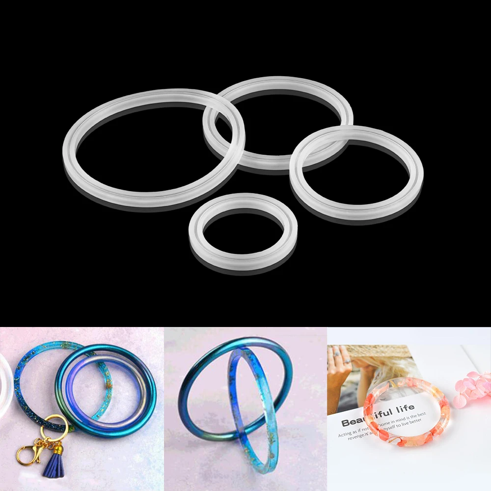 Venta caliente Pulsera de resina de silicona de 4 tamaños, Moldes de resina epoxi de pulsera de resina UV para bricolaje, fabricación de joyas, suministros de herramientas kjQlM87JMaW