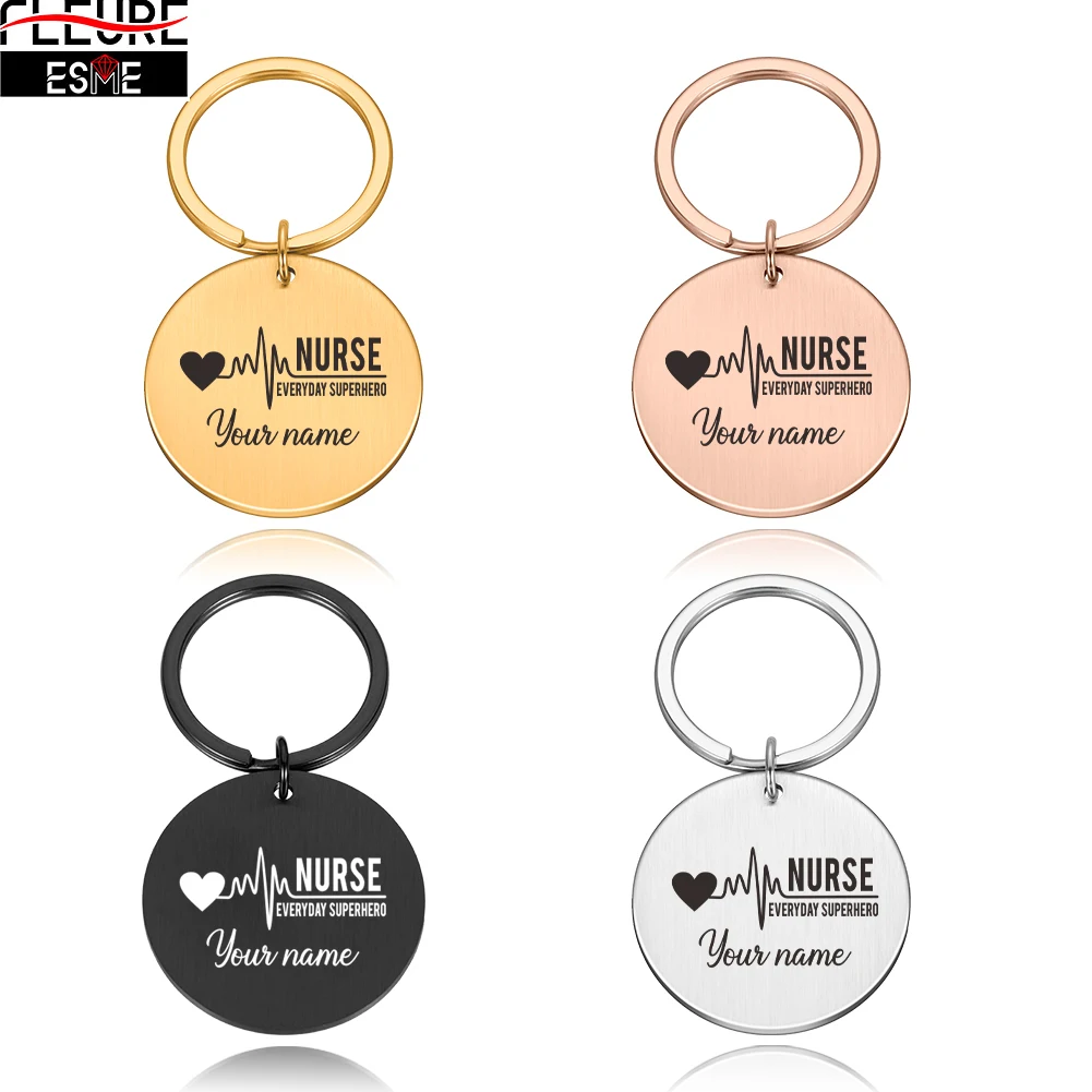 

Special Gift for Doctors Nurses Personalized Keychain on The Phone Customized Stainless Steel Meaningful Key Chain Accessories