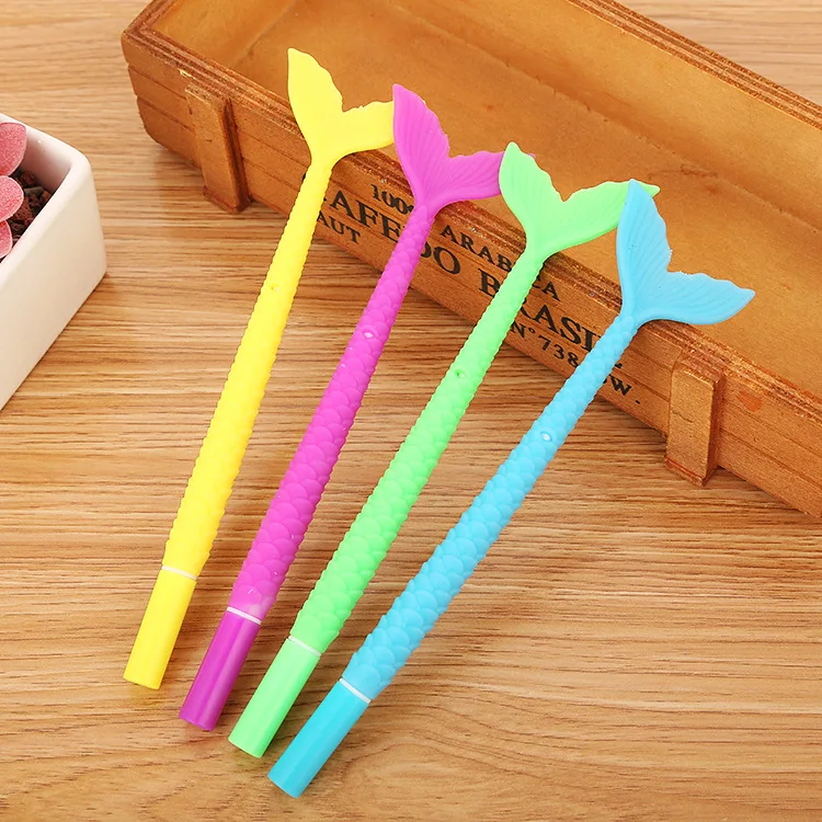 

24 pcs creative soft cartoon mermaid gel pen cute fishtail learning stationery needle factory outlet canetas ponta fina