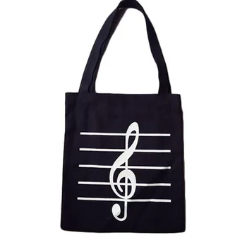 

Hot Women Girls Casual Canvas Music Notes Satchel Tote Shopper Bag Shoulder Handbag black