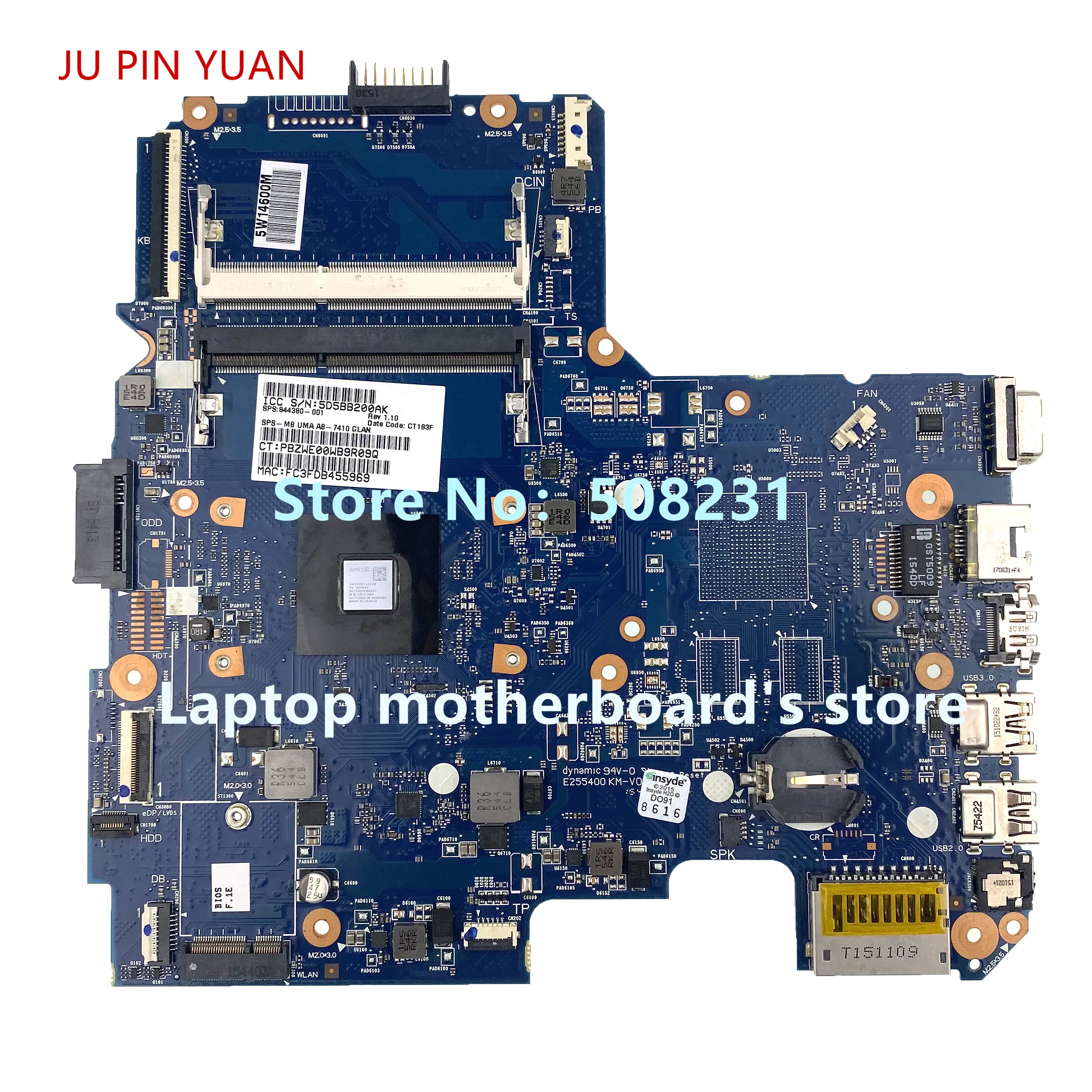 Hot Product  JU PIN YUAN 844380-001 844380-601 6050A2731601-MB-A01 Laptop Motherboard for HP 245 14-AF NoteBook 