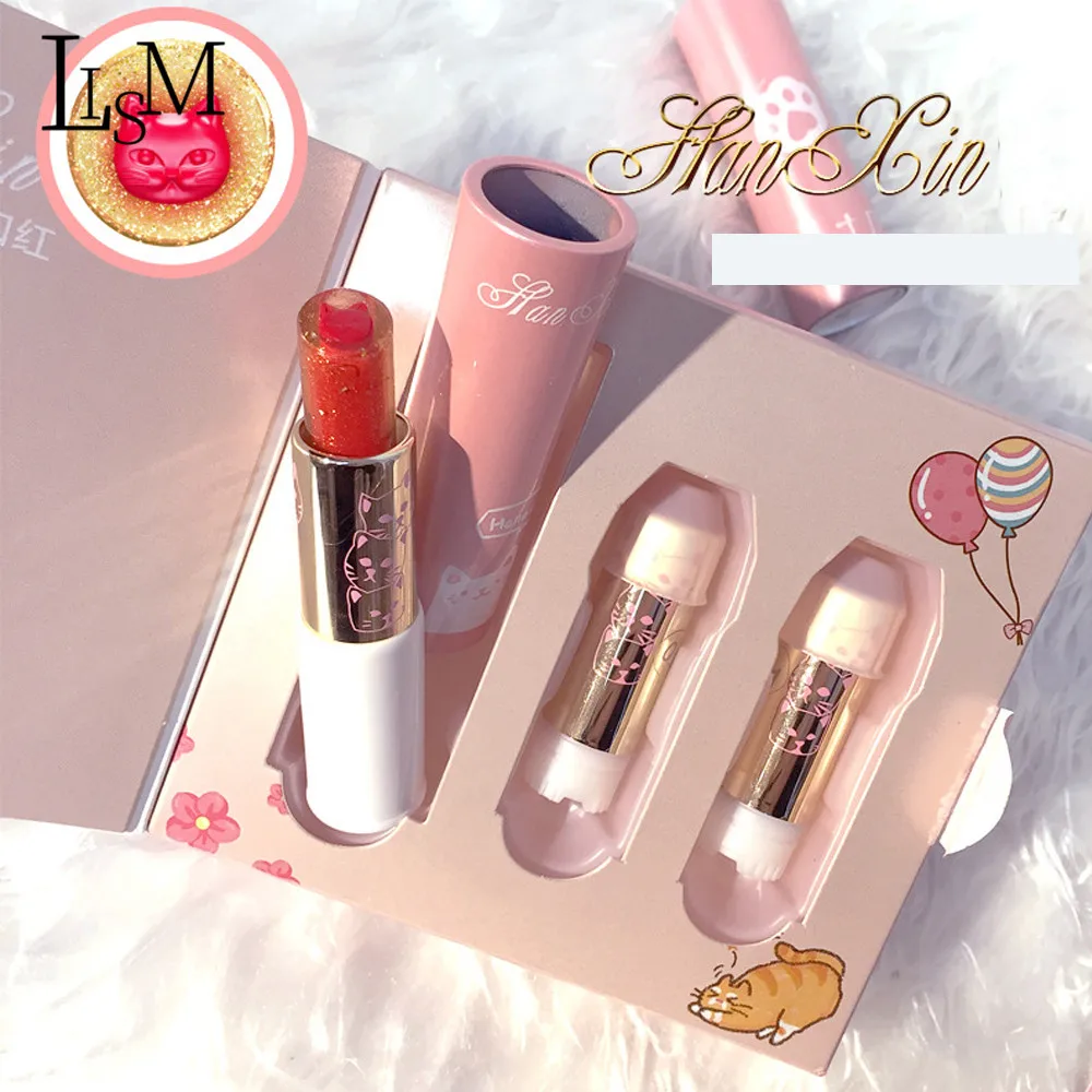 LISM Kawaii Cat набор из помад 3 шт. долговечный матовый Косметика для губ бархатная