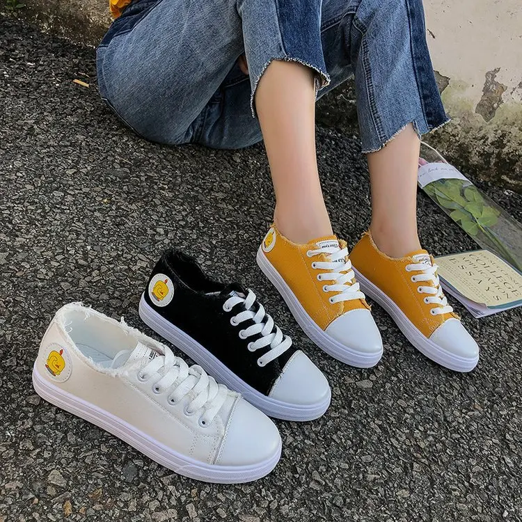 

New Products Special Offer 2019 White Shoes Women's Summer Korean-style Versatile Students Harajuku Ulzzang Canvas Shoes Sneaker