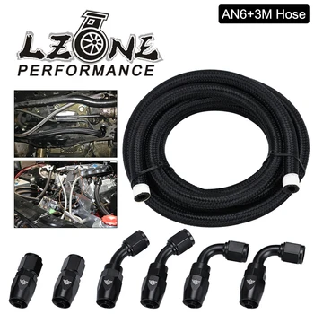 

LZONE - AN6 0/45/90 Degree Aluminum Reusable Swivel PTFE Hose End Fitting + 3M PTFE Fuel Hose Line Adapter Kit E85 Tube