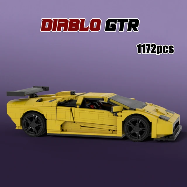 $73.92 MOC Bricks Speed Champion City Racer Vehicle Technical Car Diablo GTR Yellow Creator Expert MOC Sets Building Blocks Toys