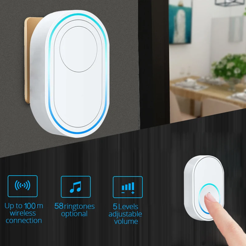 Wireless Doorbell Tuya App Intelligent Home Welcome Doorbell Waterproof Button LED Light 433MHz Security Alarm Smart Doorbell Wireless Doorbell Tuya App Intelligent Home Welcome Doorbell Waterproof Button LED Light 433MHz Security Alarm Smart Doorbell