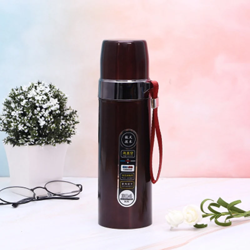 1pcs Large capacity 304 Stainless steel Heat preservation kettle 500ml Outdoor sports Travel Water cup Car portable vacuum flask