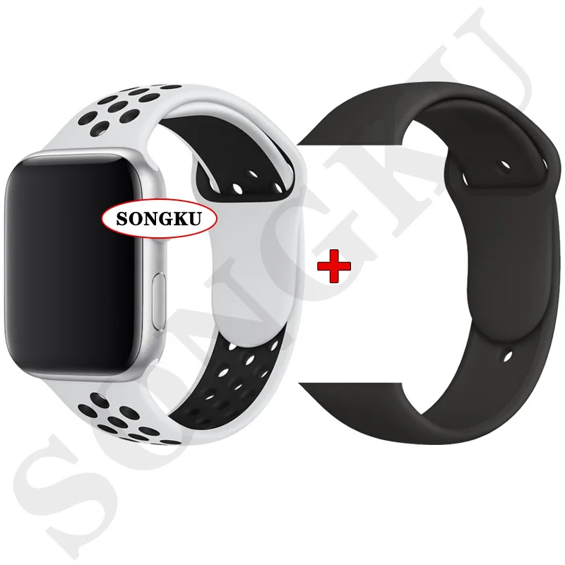 S NK W and Black SONGKU IWO 12 часы серии 5 1:1 Смарт часы 40 мм 44 мм Bluetooth часы iwo12 для apple iPhone IOS Android управление Siri PK IWO 11 - Цвет: S NK W and Black