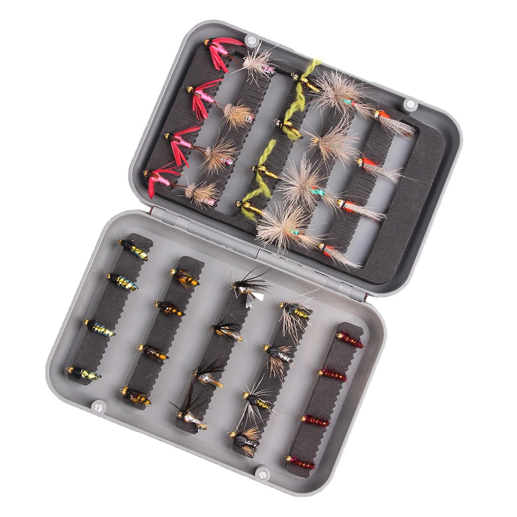 40pcs Different Style Fly Fishing Lures Flies Set Artificial Insect Bait Trout Fish Hooks