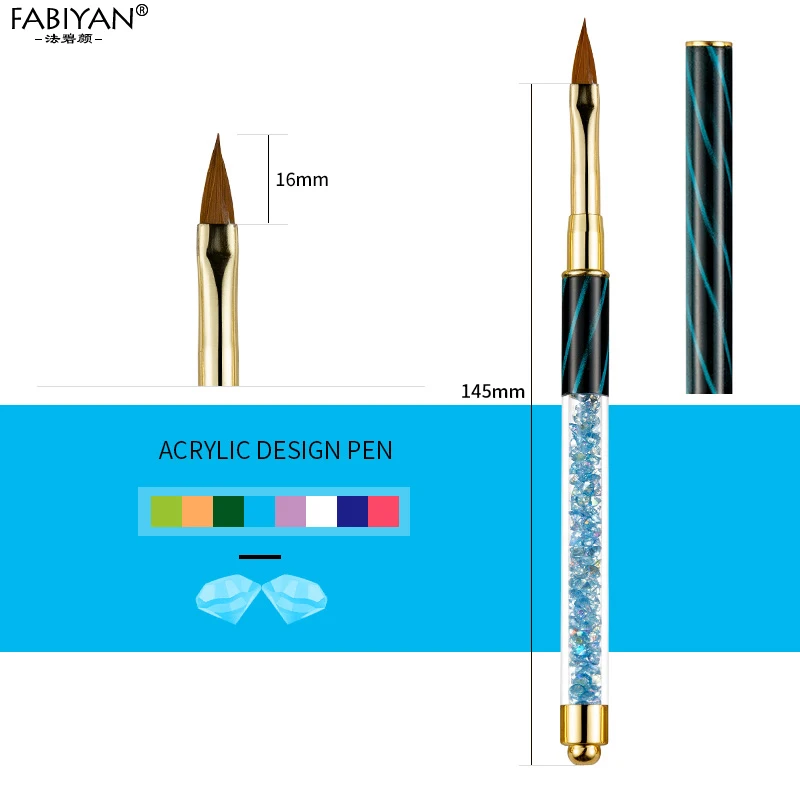 Дизайн ногтей, ручка с кисточкой горный хрусталь кристалл Металл Акрил резьба гель лак украшения живопись Рисование салон лайнер плавник инструмент маникюр - Цвет: B01