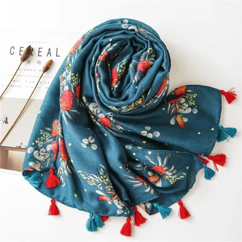 

2020 Women Sale New Scarf Hijab Lake Flowers And Linen, Single Export Scarves Female Fabric Air Around The Seaside Beach Towels