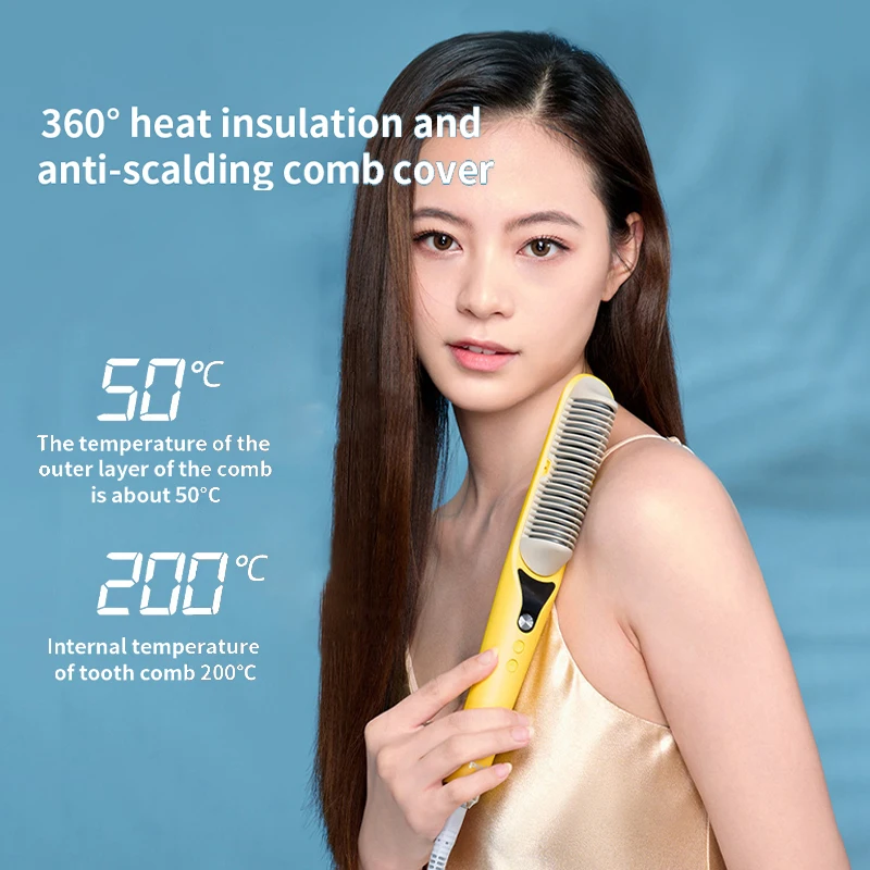YOUPIN Pritech Hot Comb Hair Straightener Flat Irons Straightening Brush Heating Comb Hair Straight Styler Curler ZF6