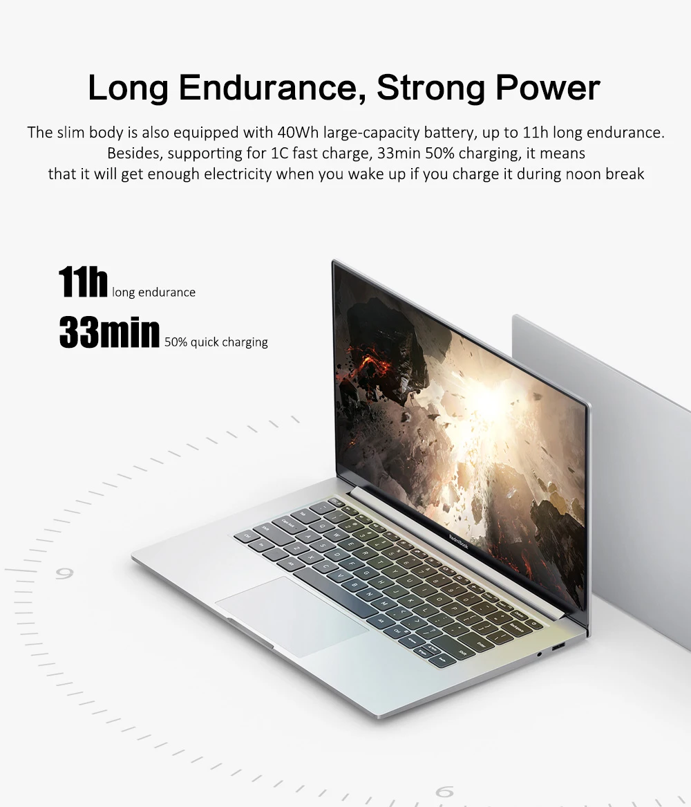 Xiaomi RedmiBook 14 Ⅱ 14-inch FHD Laptop 8-core 8GB RAM 512GB ROM 40Wh Battery 11h Long Endurance