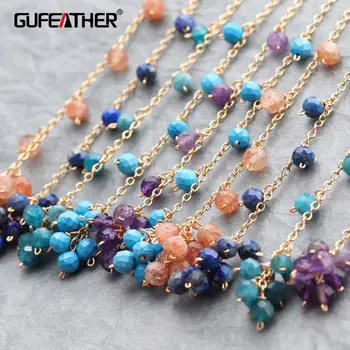 

GUFEATHER M625,jewelry accessories,18k gold plated,0.3 microns,ear chain,natural crystal,diy earring,jewelry making,2pcs/lot