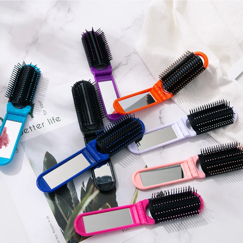 Professional Travel Hair Comb Portable Folding Hair Brush With Mirror Compact Pocket Size Purse Massage Comb Hairdressing Tool зубная паста splat professional compact отбеливание плюс 40 мл